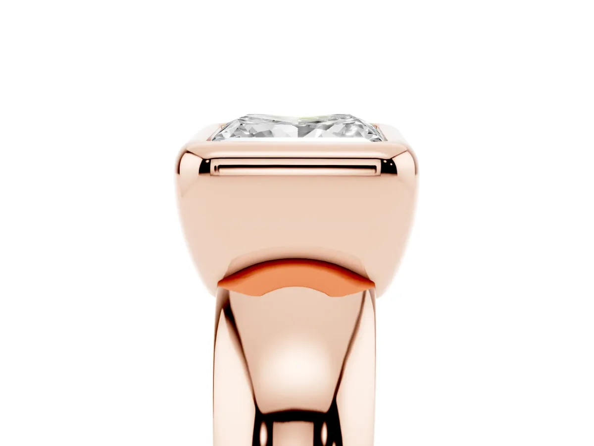 Bezel Set Princess Cut Solitaire Ring with Wide Band Rose gold