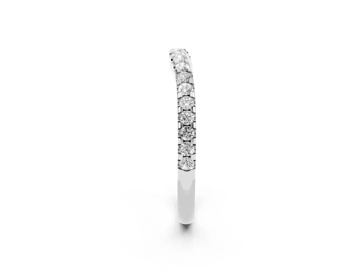 Round Diamond Pavé Curved Wedding Band White gold