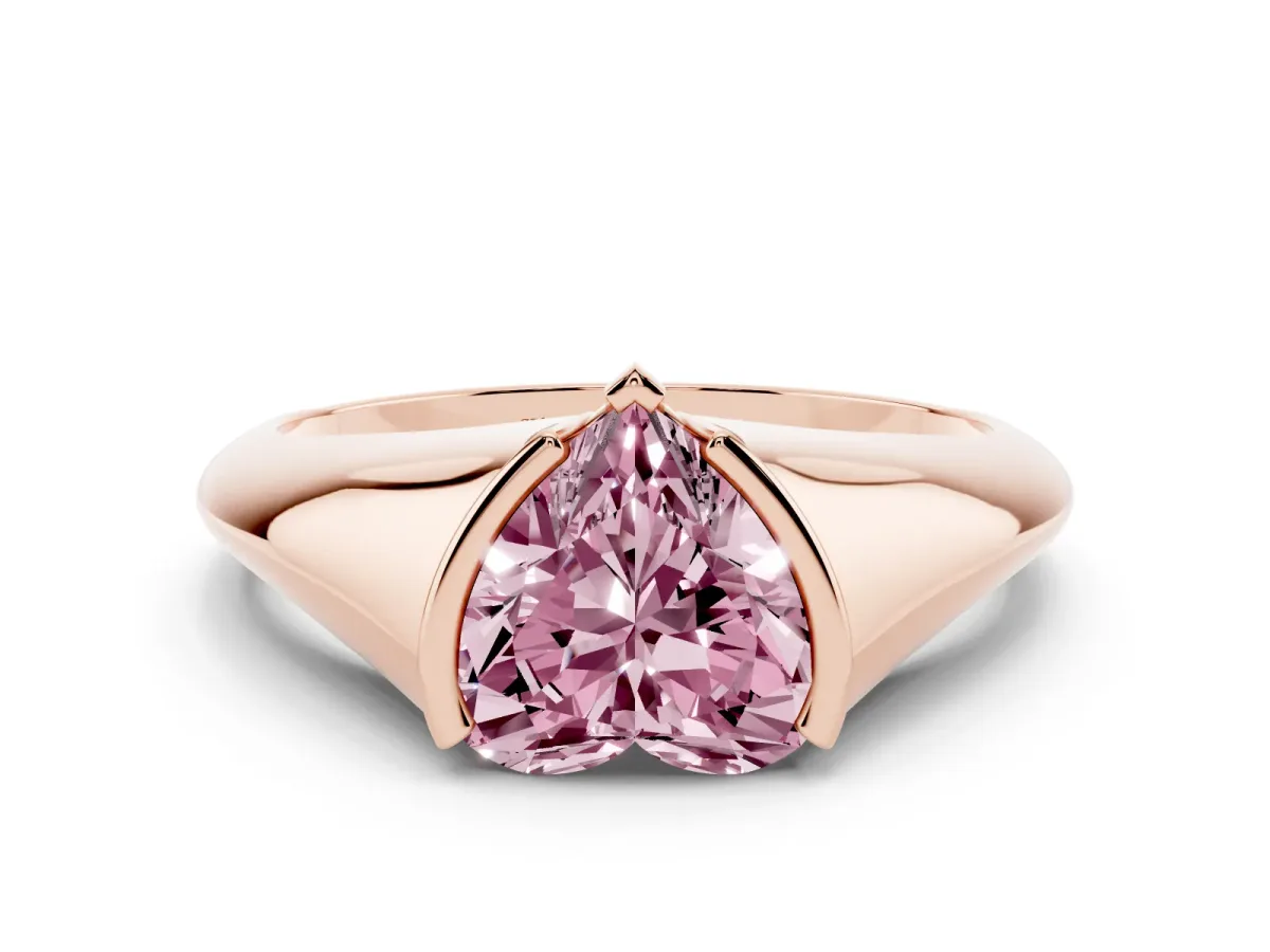 Fancy Pink Heart Cut Solitaire Tension Set Diamond Ring Rose gold