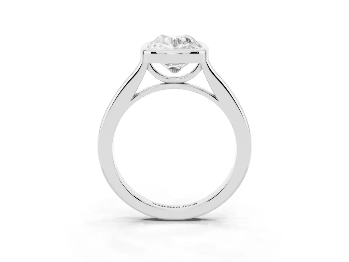Old Mine Elongated Cushion Diamond Bezel Set Ring Silver