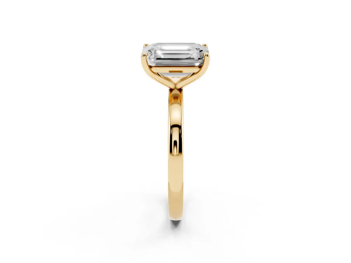 Fancy Pink Oval Cut and Emerald Cut Toi Moi Ring with Prong Setting Yellow gold