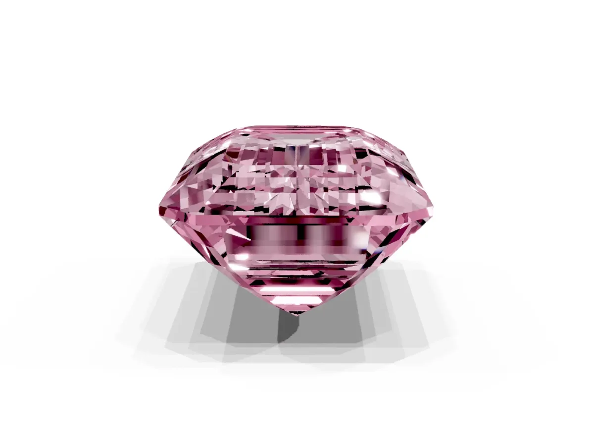 Fancy Pink Emerald Cut Solitaire Twist Band Six-Prong Setting Rose gold