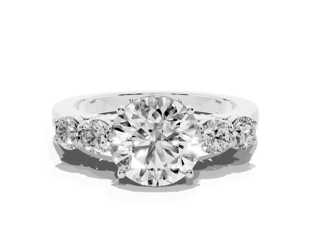Round Cut Cut Diamond Five-Stone Prong Set White Gold Ring White gold