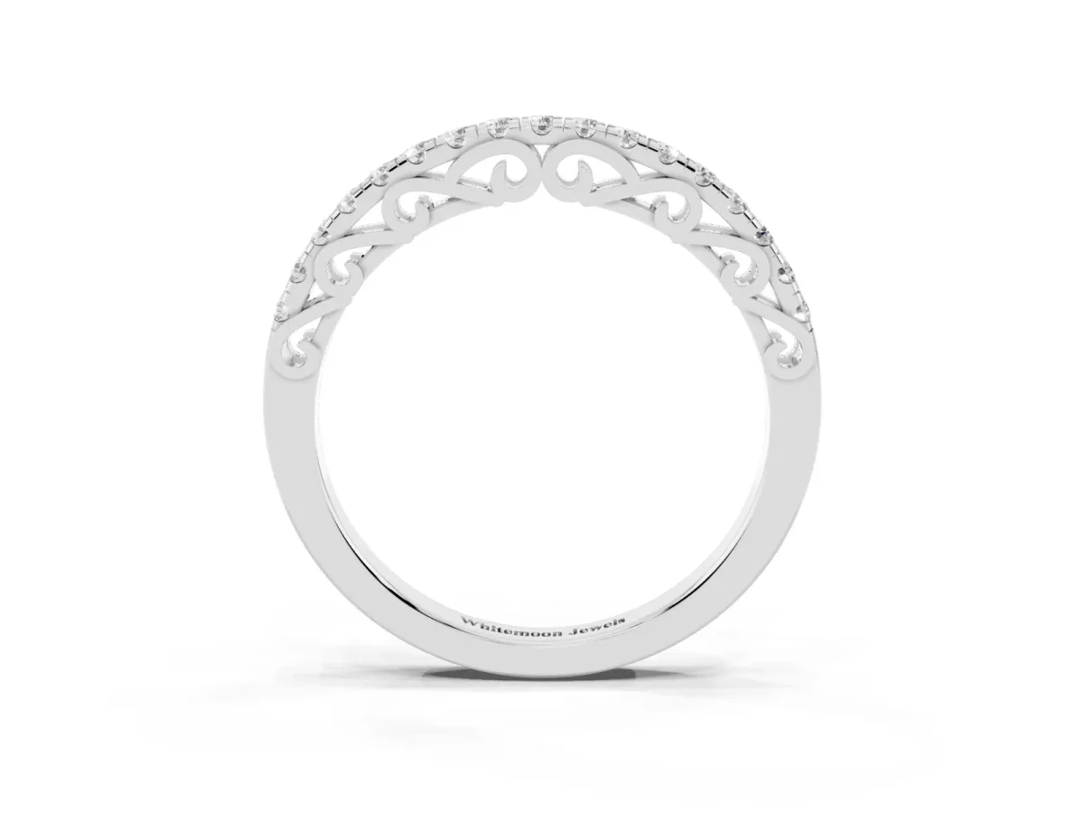 Round Cut Diamond Prong Set Eternity Band Silver