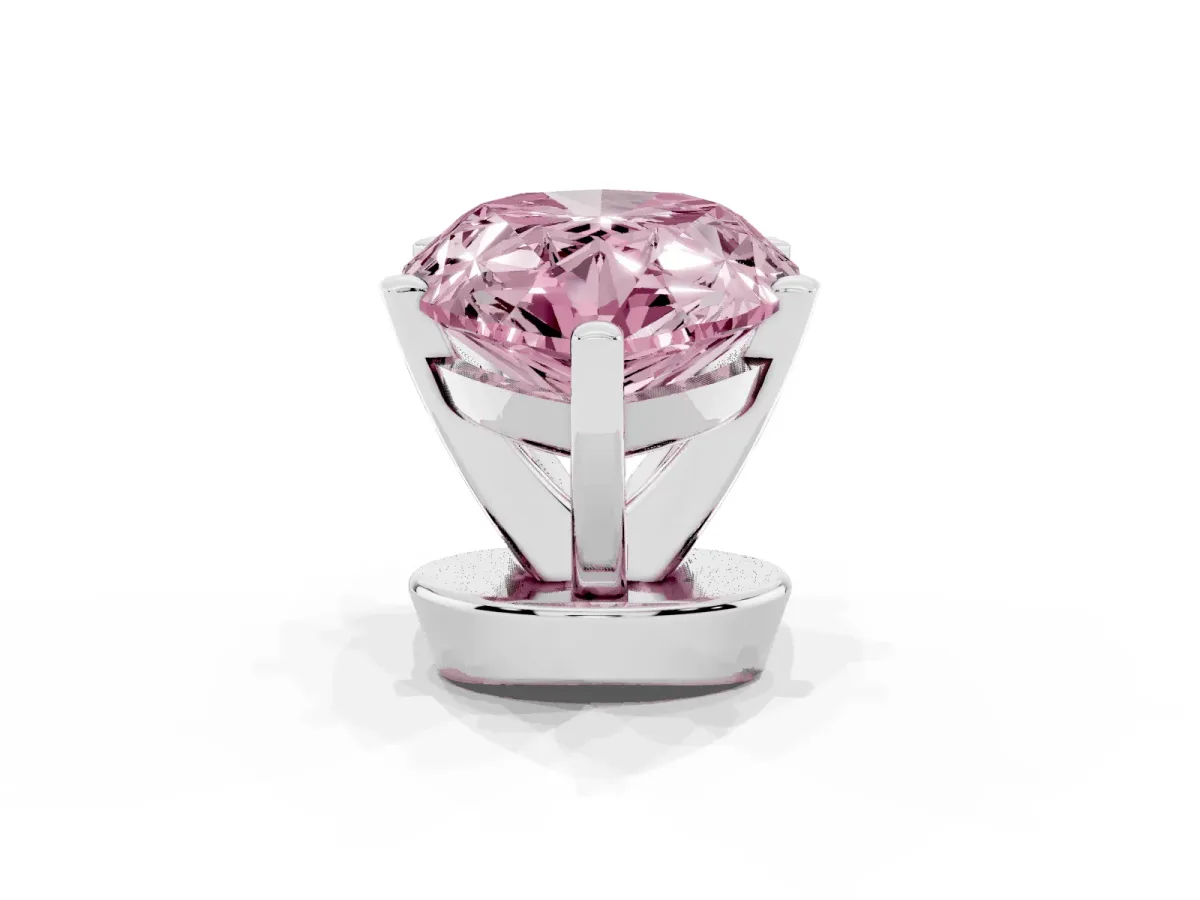 Fancy Pink Pear Cut Diamond Solitaire Ring with Prong Setting and Classic Band Silver