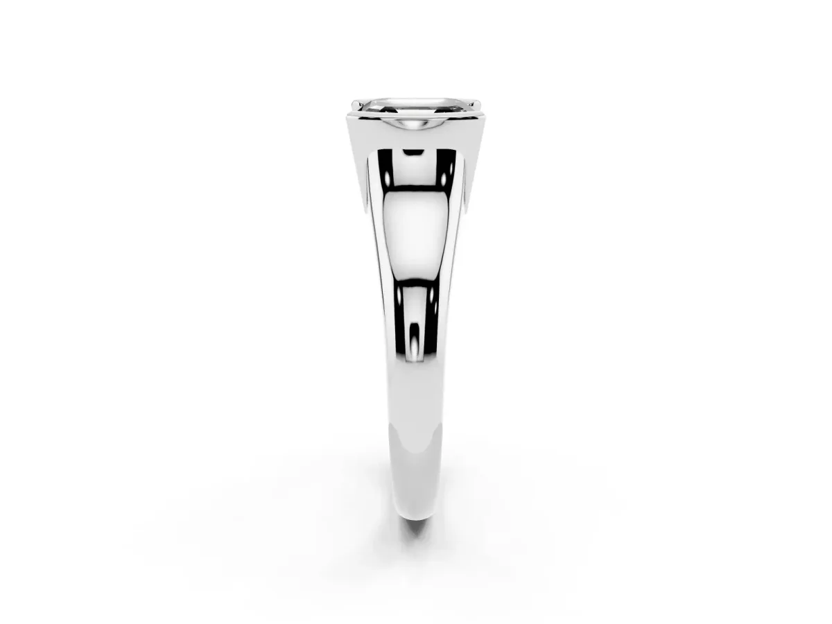 Fancy Black Asscher Cut Solitaire Tension Set Diamond Ring with Split Shank Band White gold