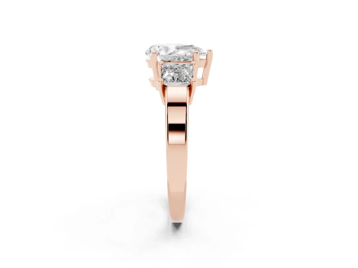 Three-Stone Pear Cut Cut Solitaire Ring with Prong Setting Rose gold