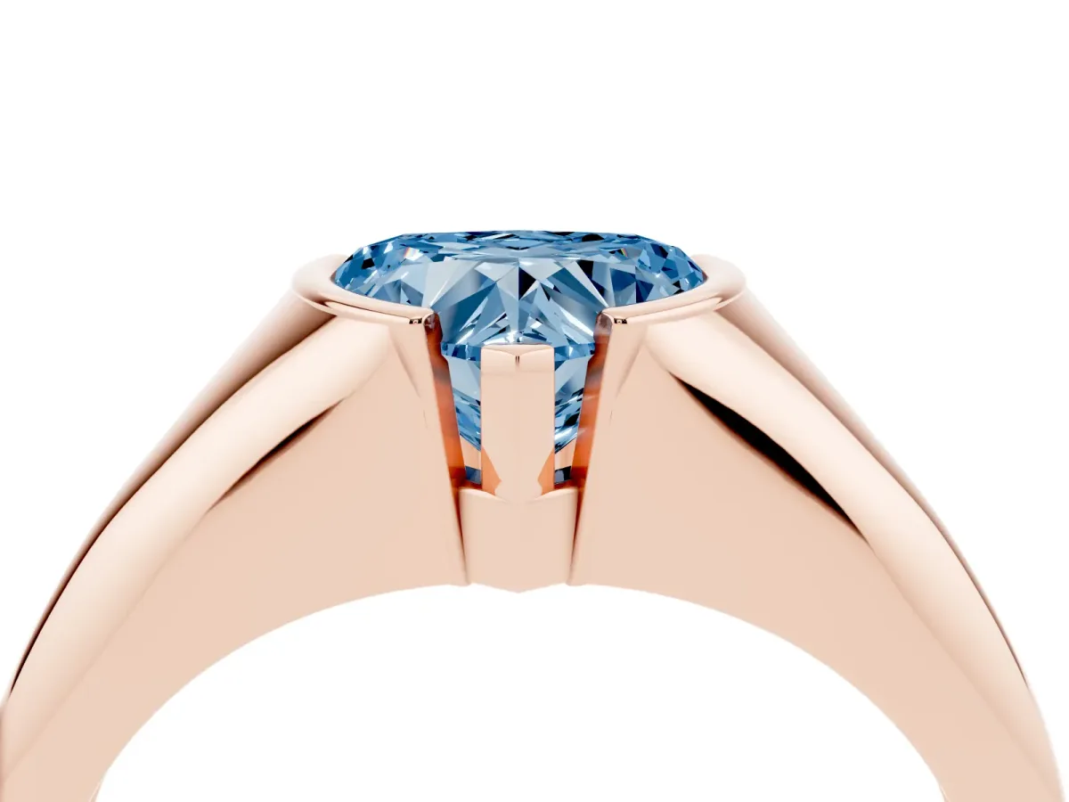 Fancy Blue Heart Cut Solitaire Tension Set Diamond Ring Rose gold