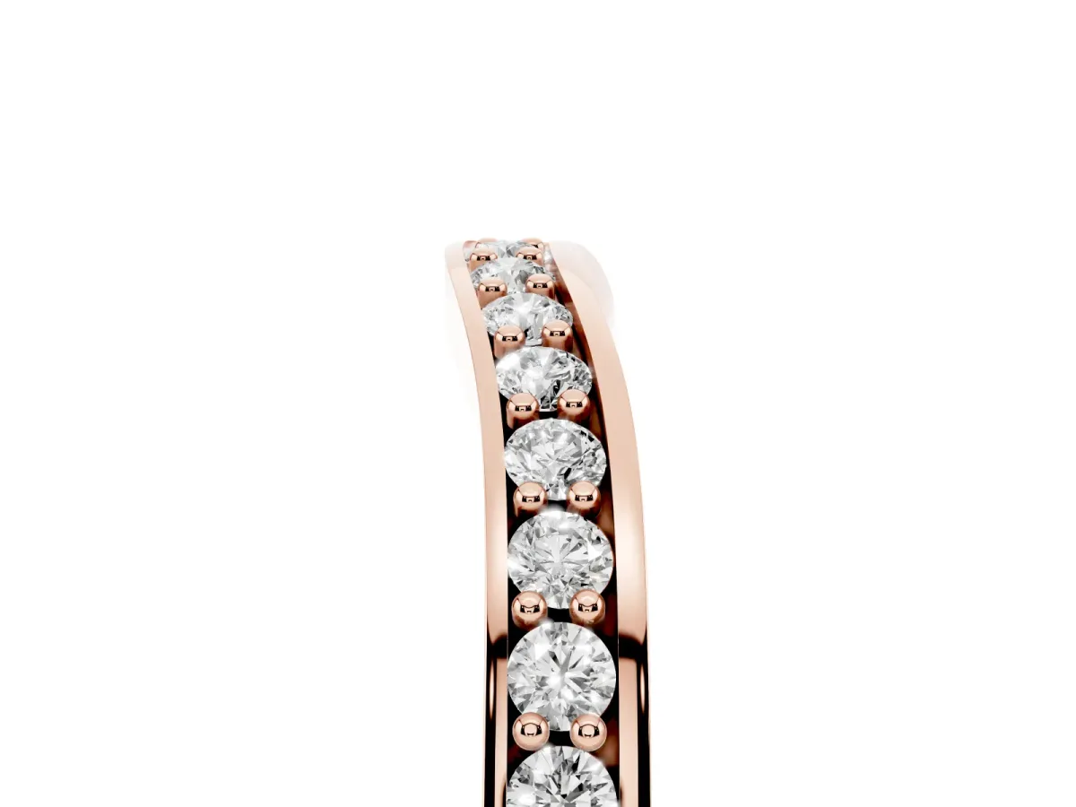 Diamond Pavé Round Cut Curved Band with Channel Setting Rose gold