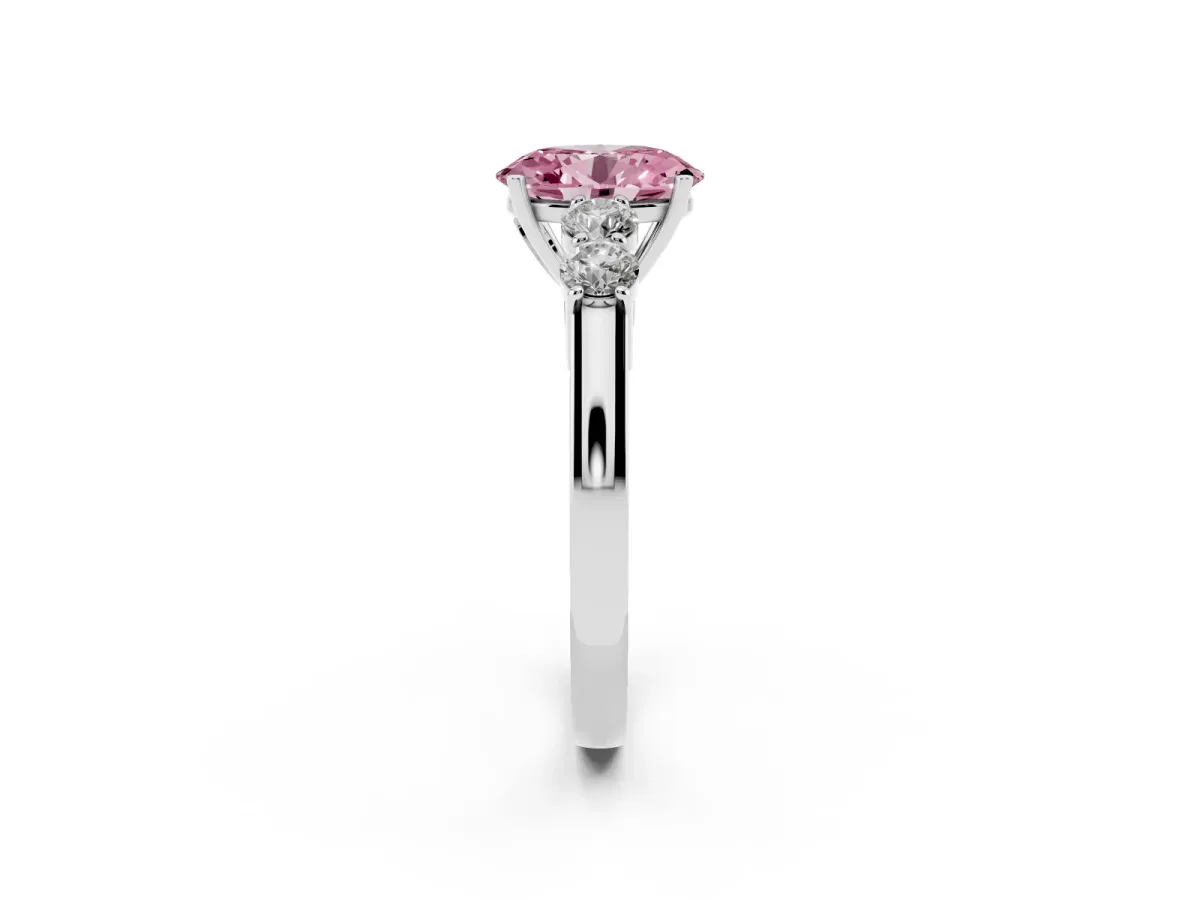 Fancy Pink Oval Cut Cut Diamond Five-Stone Prong Set White Gold Ring White gold