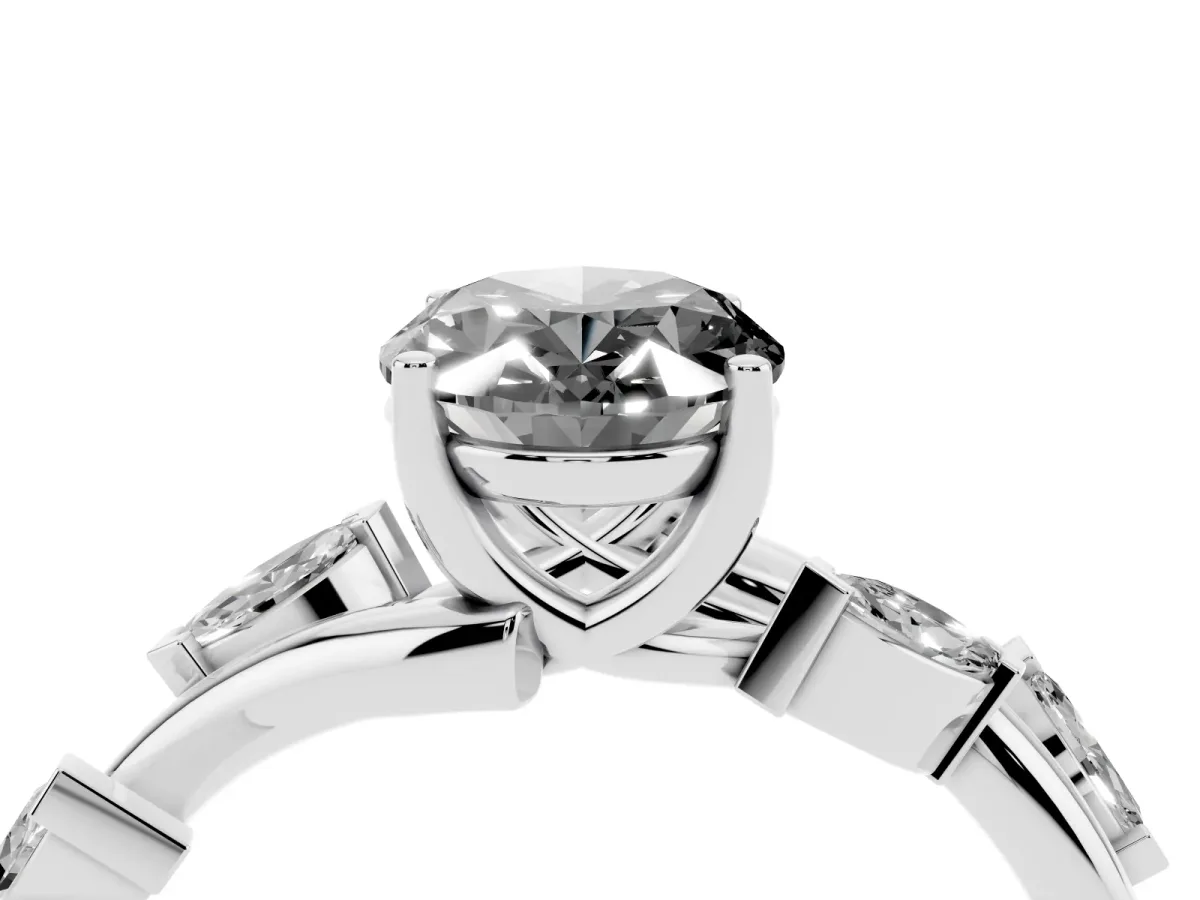Fancy Black Oval Cut Solitaire Twisted Band Marquise Accent Prong Setting Ring White gold