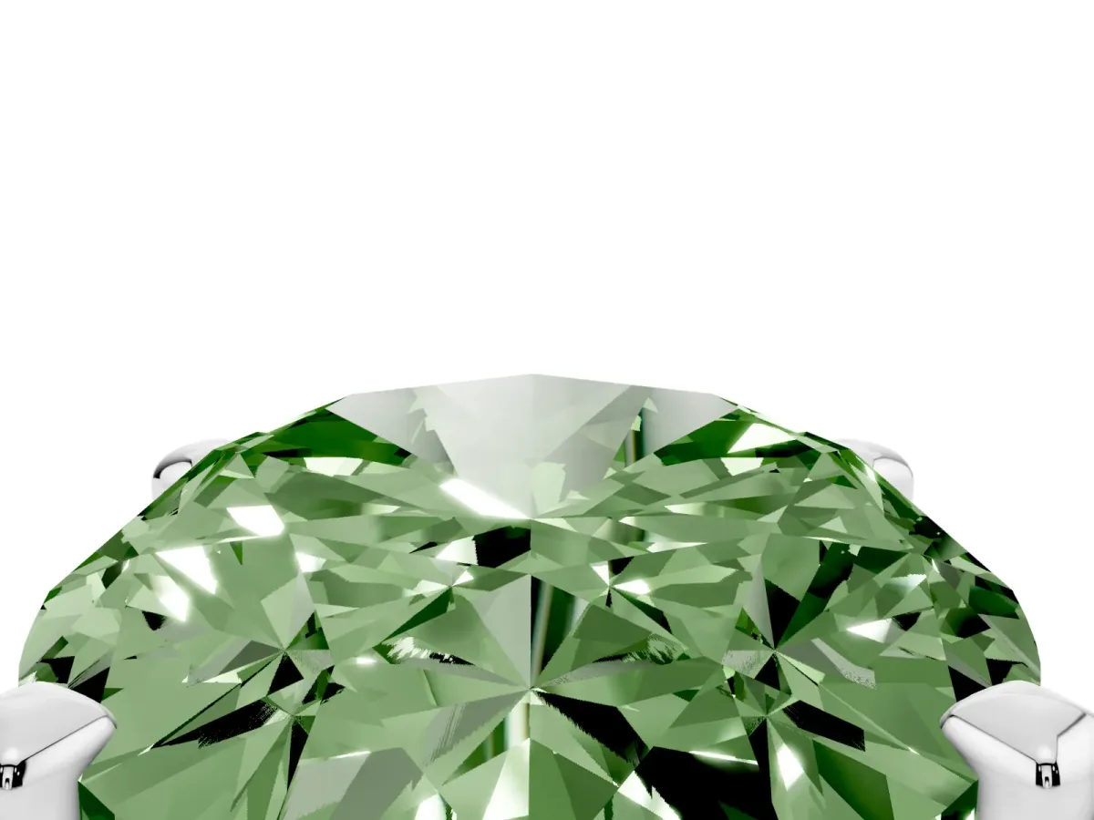 Fancy Green Oval Cut Diamond Solitaire Ring with Prong Setting and Classic Band Silver