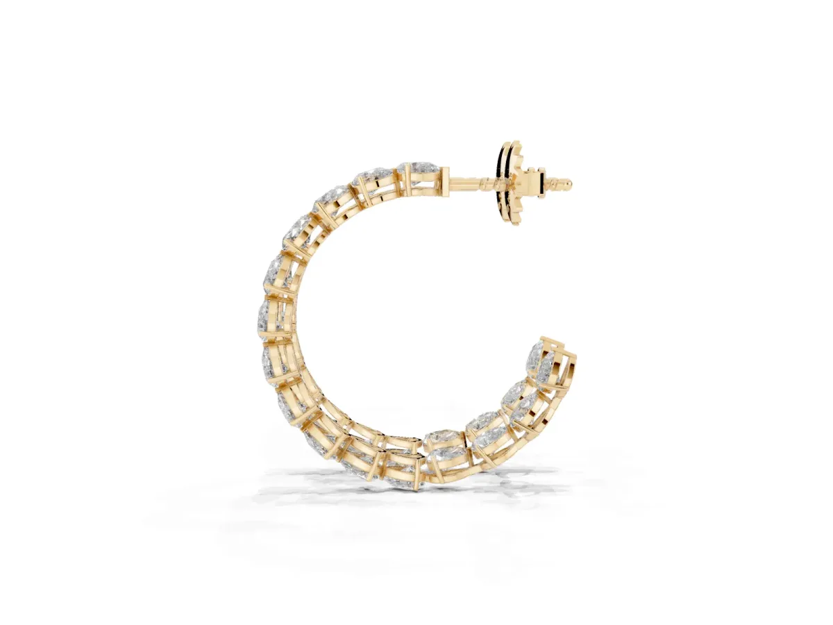 Pear Diamond Open Hoop Earrings Yellow gold