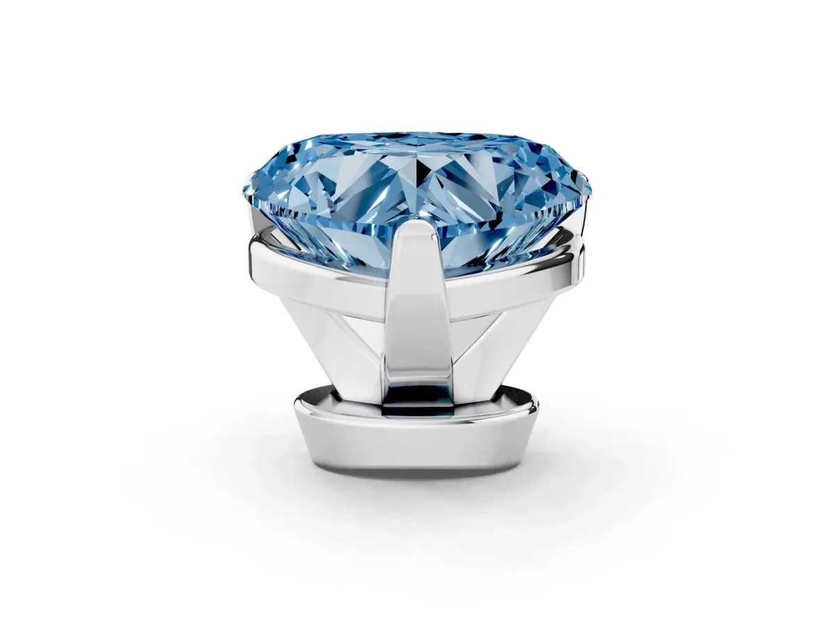 Fancy Blue Heart Cut Diamond Solitaire Ring with Prong Setting and Classic Band Platinum