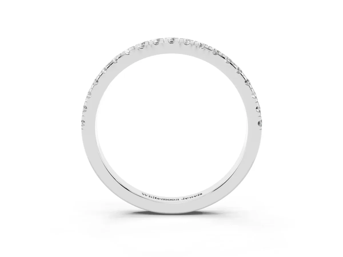 Pavé Round Diamond Half Eternity Band with Shared Prong Setting Platinum