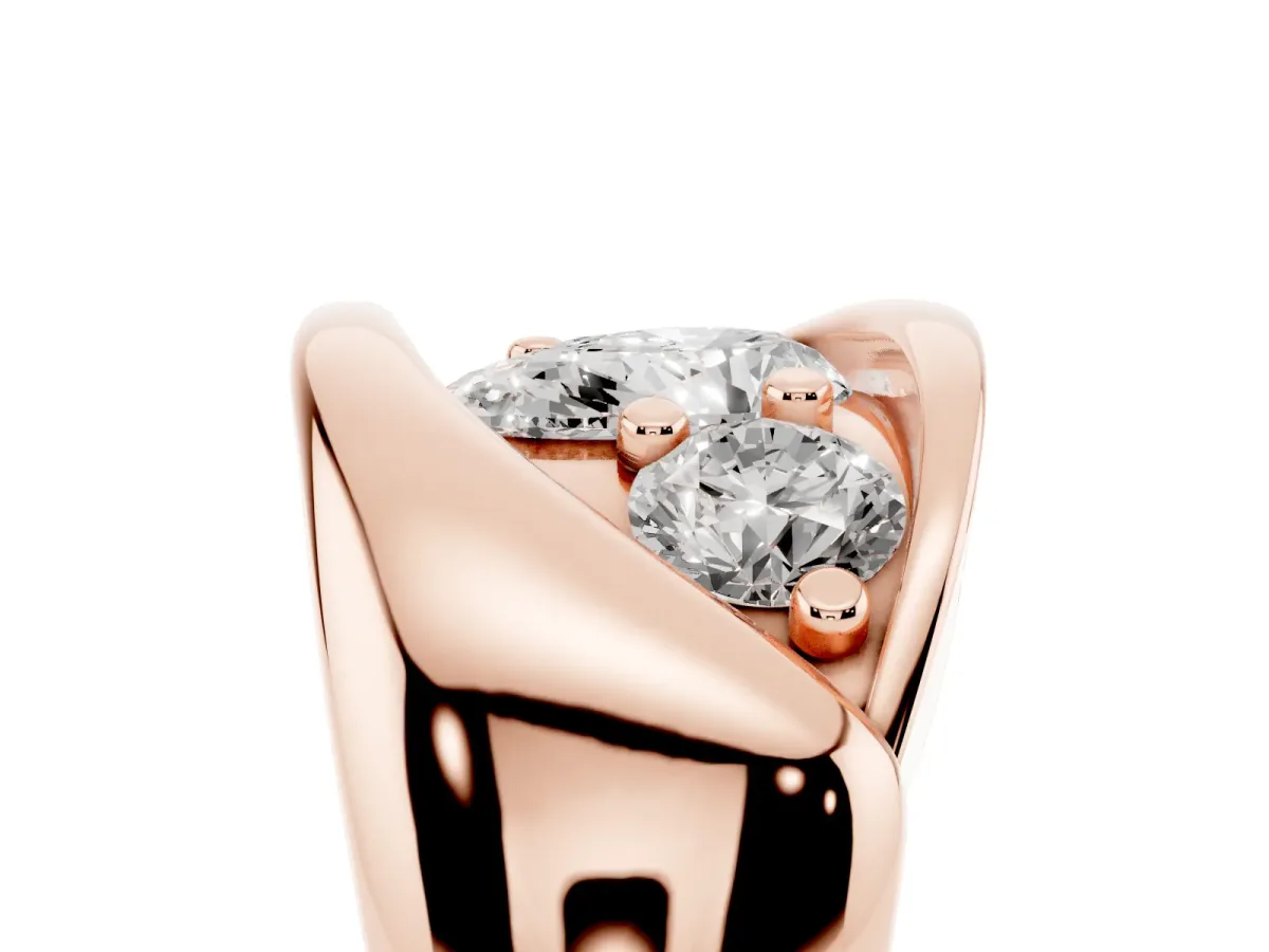 Channel Set Pear Cut Diamond Crossover Band Rose gold