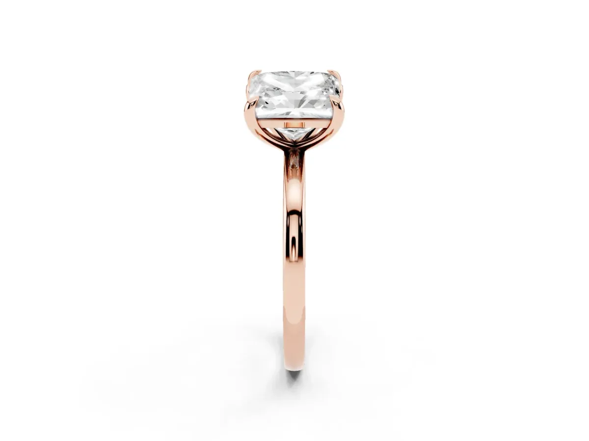 Radiant and Princess Toi Moi Ring with Prong Setting and Plain Band Rose gold