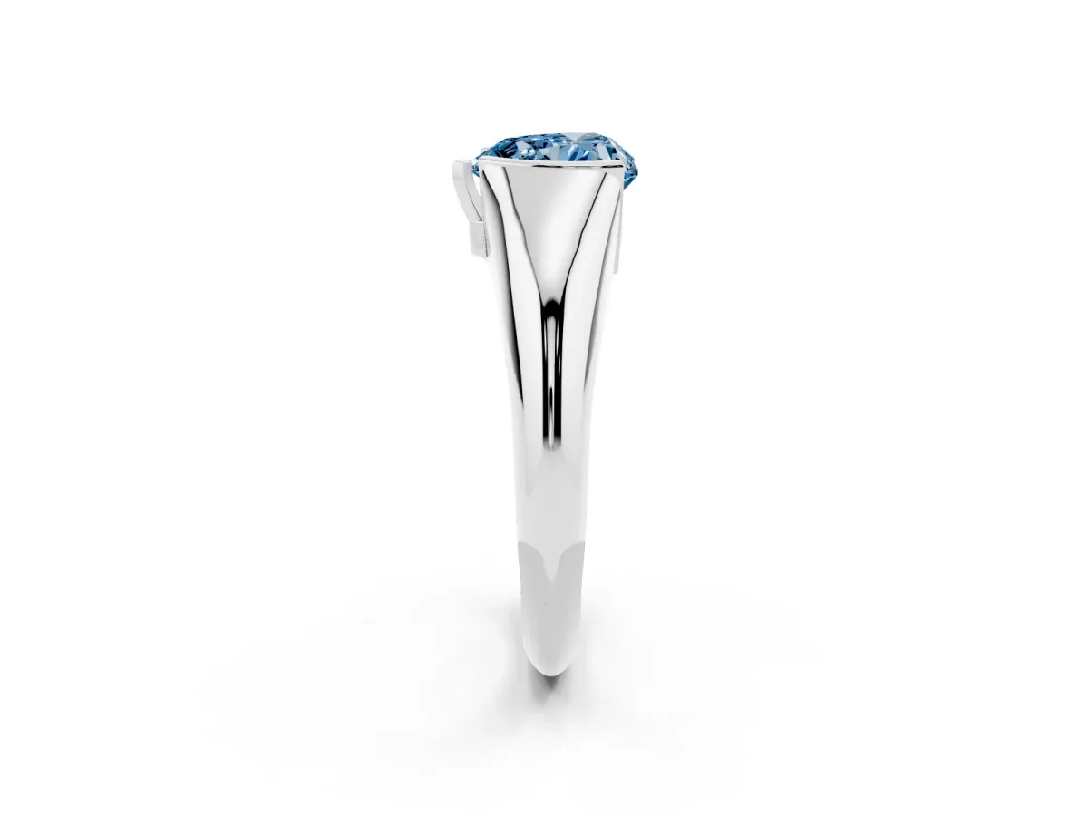 Fancy Blue Heart Cut Solitaire Tension Set Diamond Ring Silver