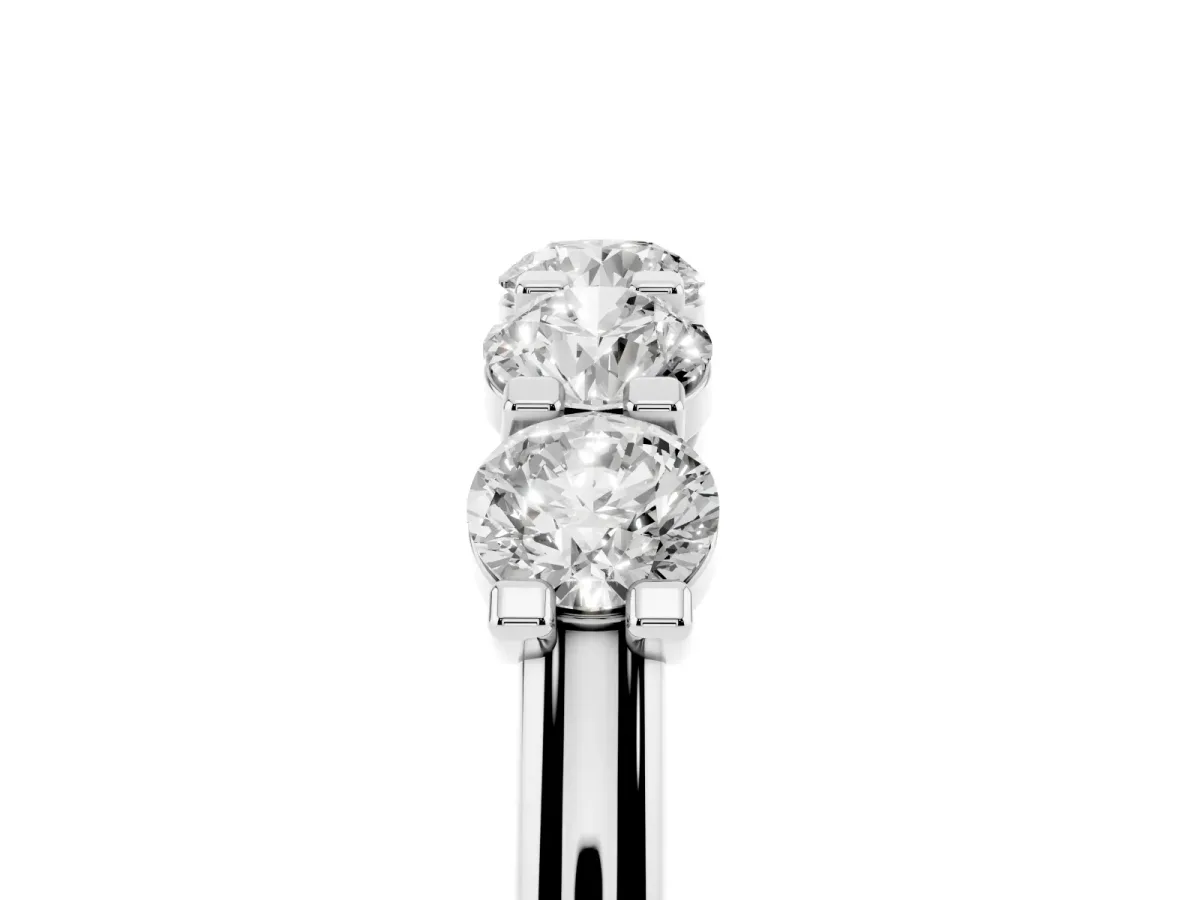 Round Cut Diamond Half Eternity Band with Prong Setting Silver