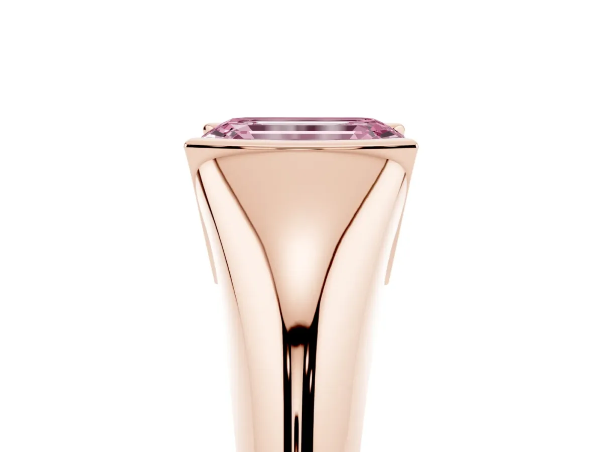 Fancy Pink Emerald Cut Solitaire Tension Set Diamond Ring Rose gold