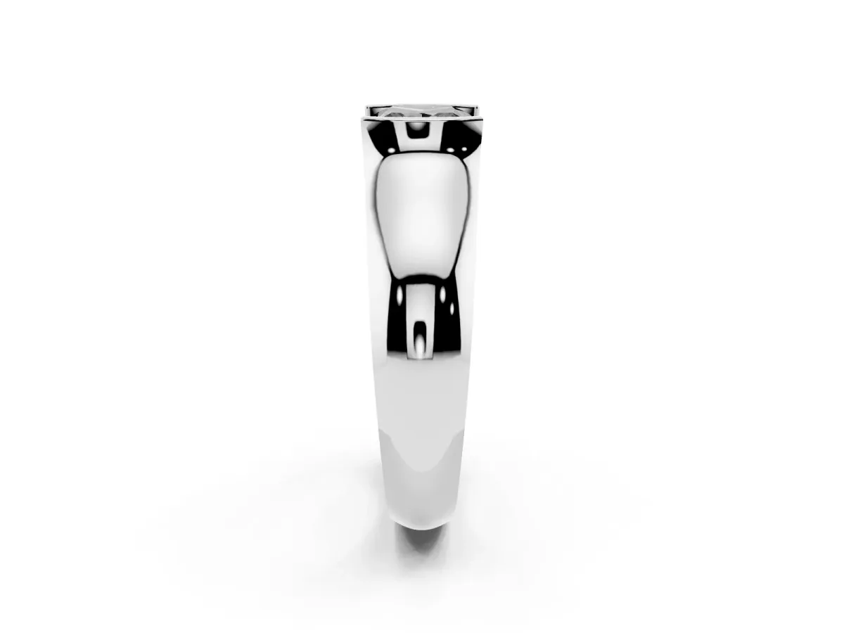 Fancy Black Princess Cut Solitaire Bezel Set Diamond Ring with Wide Band Silver