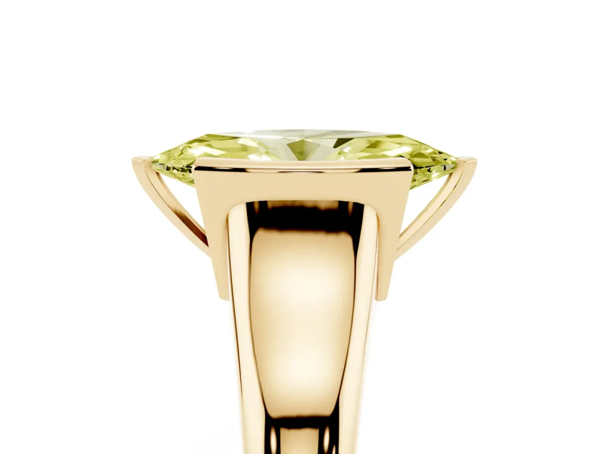 Fancy Yellow Marquise Cut Solitaire Tension Set Diamond Ring with Split Shank Band Yellow gold
