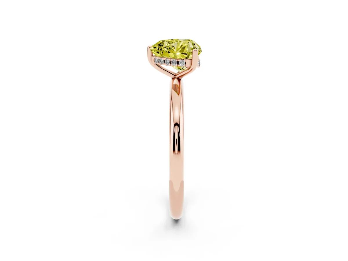 Fancy Yellow Heart Cut Cut Solitaire Engagement Ring with Four-Prong Setting and Classic Band Rose gold