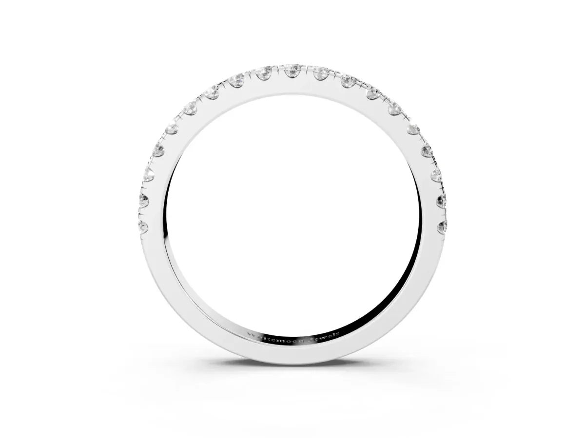 Round Diamond Classic Half Eternity Band with Shared Prong Setting Platinum