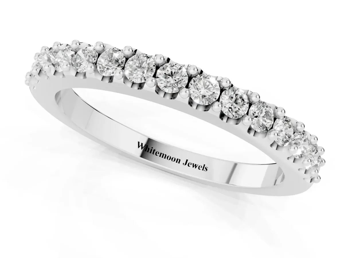 Round Diamond Pavé Set Half Eternity Band Silver