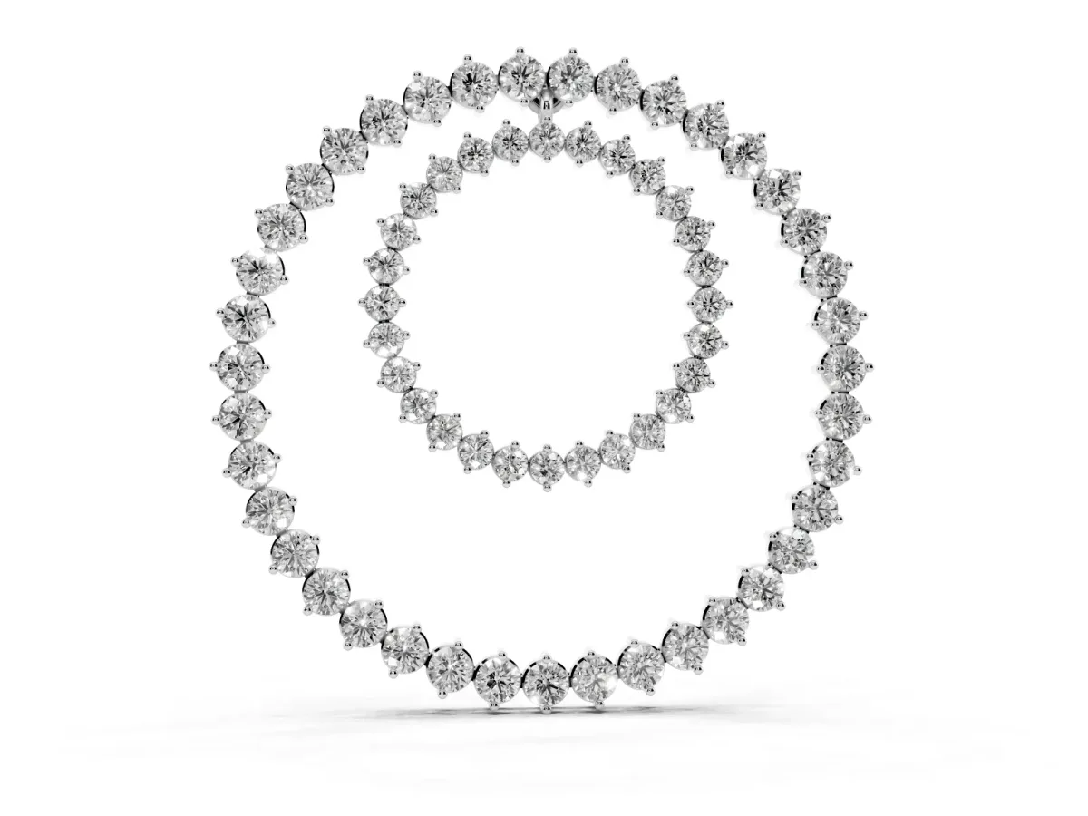 Round Moissanite Double Halo Prong Set Pendant Silver