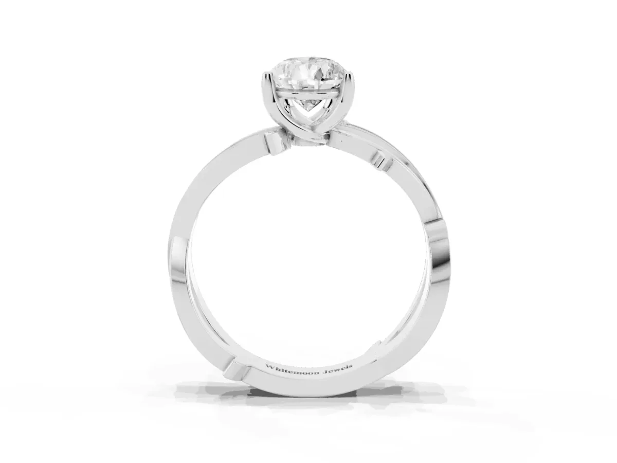 Pear Cut Solitaire Twist Band with Pavé Accents and Four-Prong Setting Platinum