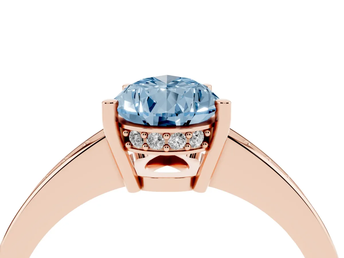 Fancy Blue Pear Cut Solitaire Pavé Band Prong Setting Ring Rose gold
