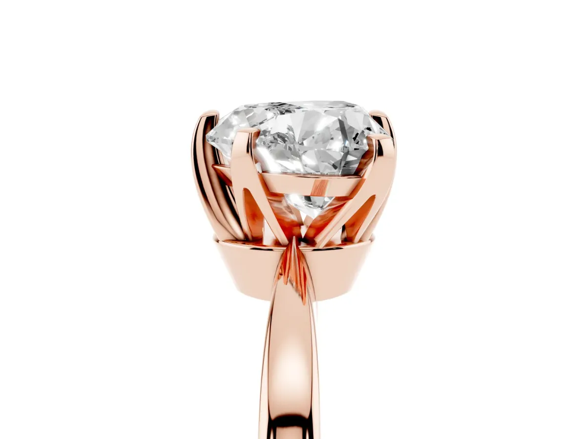 Heart Cut Solitaire Engagement Ring with Six-Prong Setting and Tapered Band Rose gold