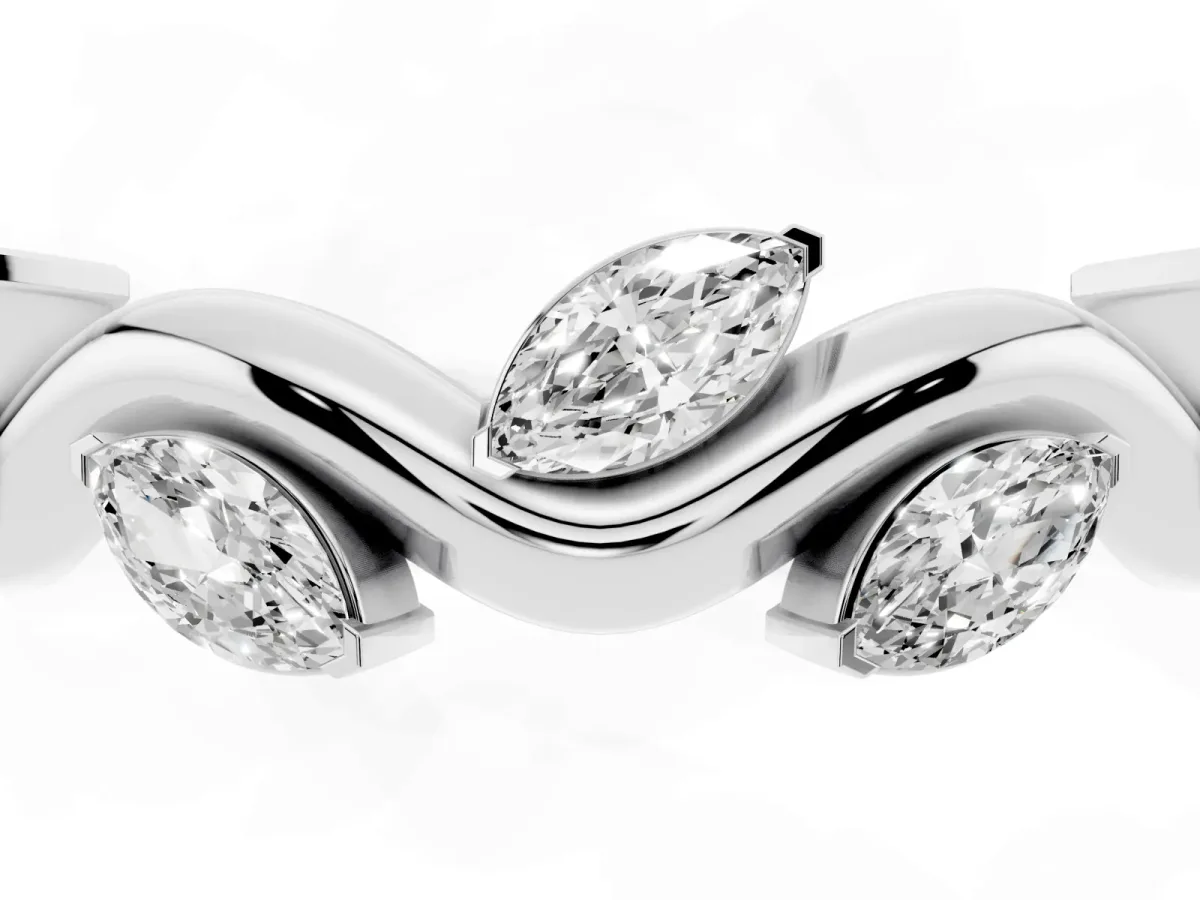 Marquise Diamond Twisted Band with Prong Setting Silver