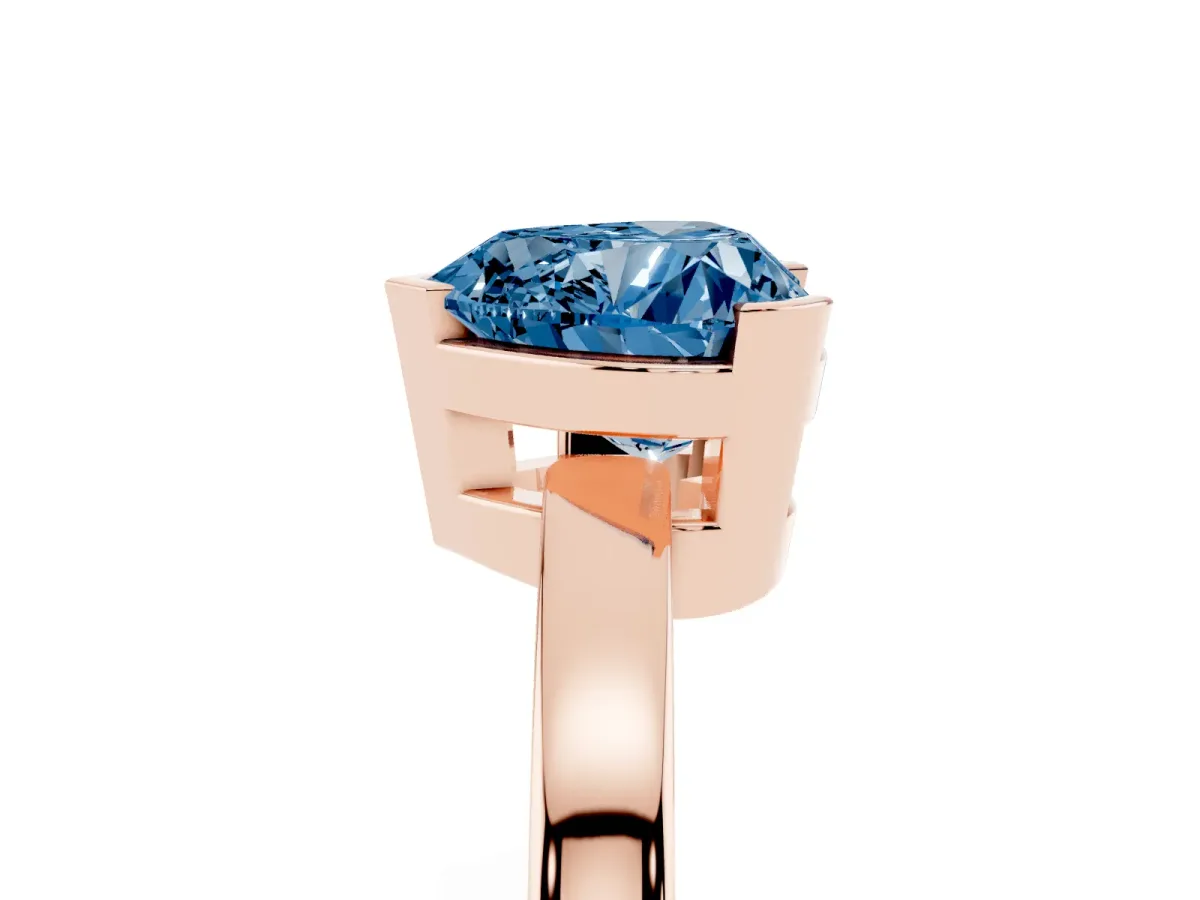 Fancy Blue Heart Cut Cut Solitaire Ring with Four-Prong Setting and Classic Band Rose gold