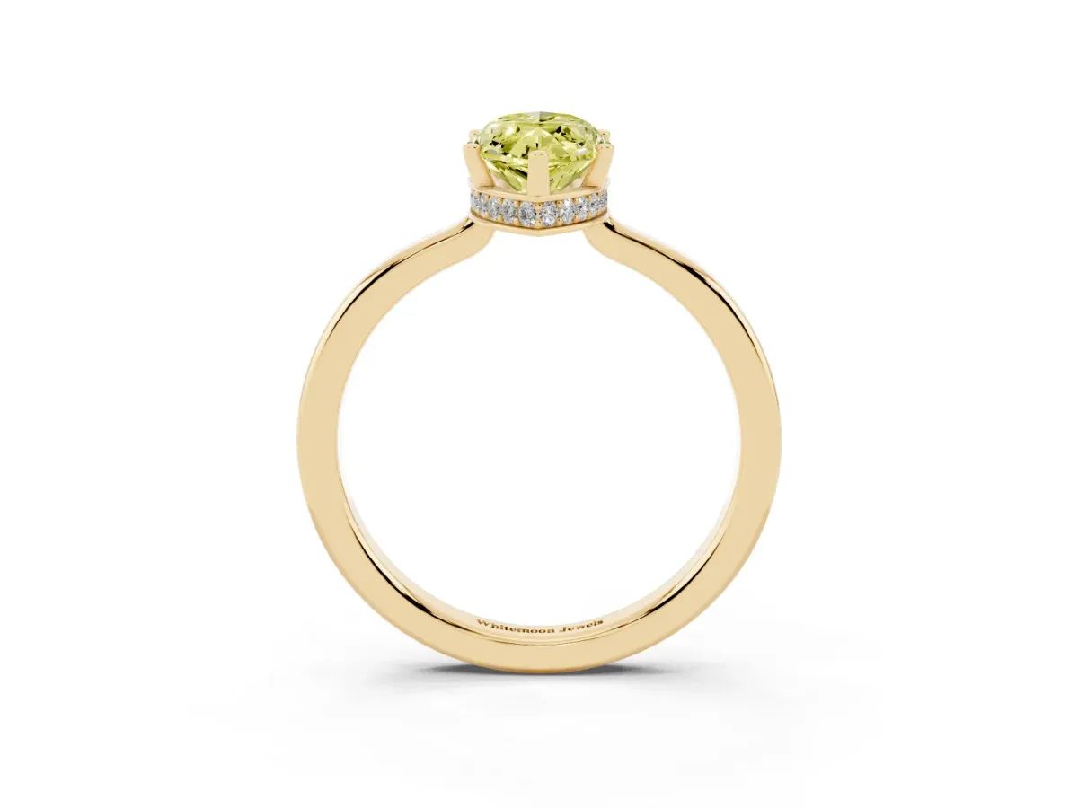 Fancy Yellow Marquise Cut Cut Solitaire Engagement Ring with Four-Prong Setting on a Classic Band Yellow gold