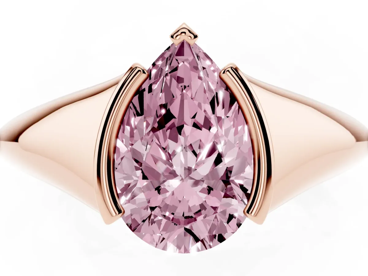 Fancy Pink Pear Cut Solitaire Tension Set Diamond Ring Rose gold
