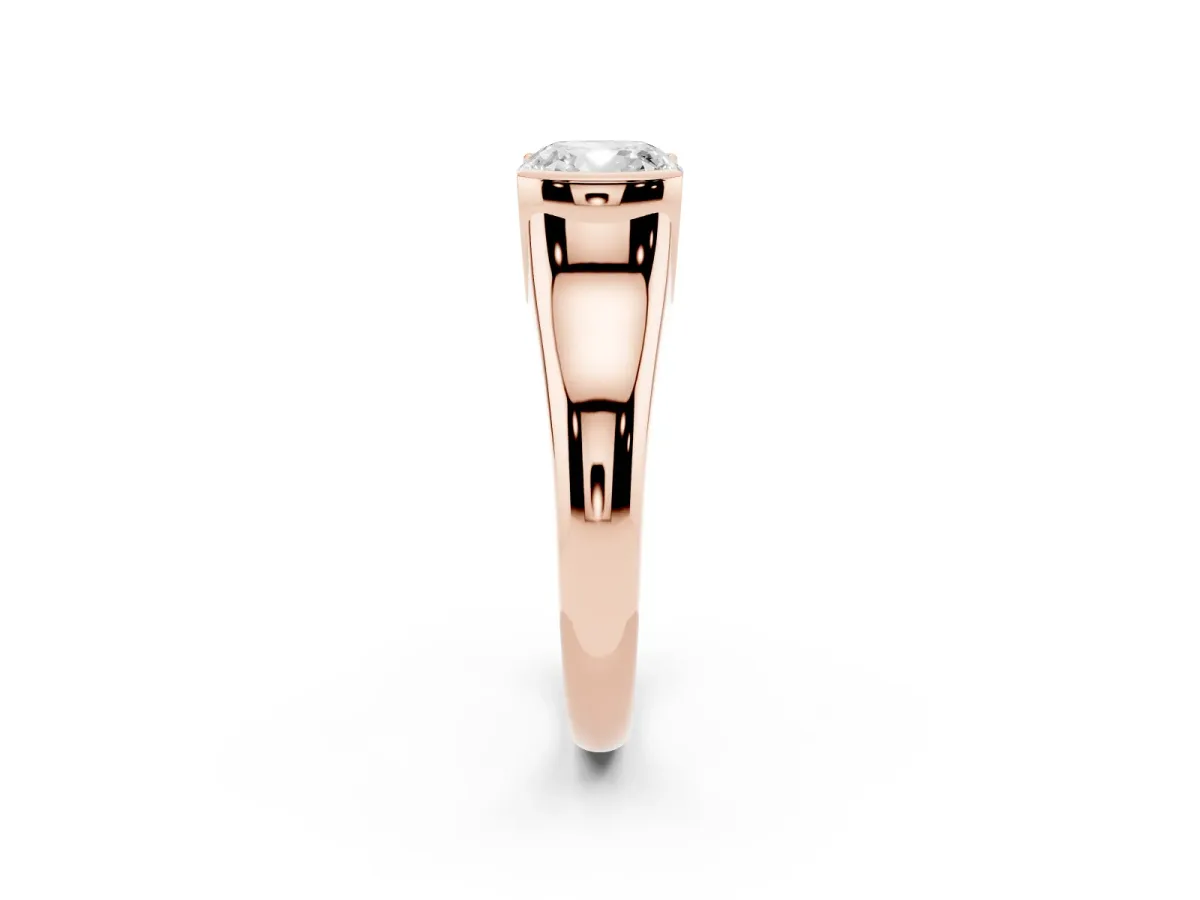 Cushion Cut Solitaire Tension Set Diamond Ring with Split Shank Band Rose gold