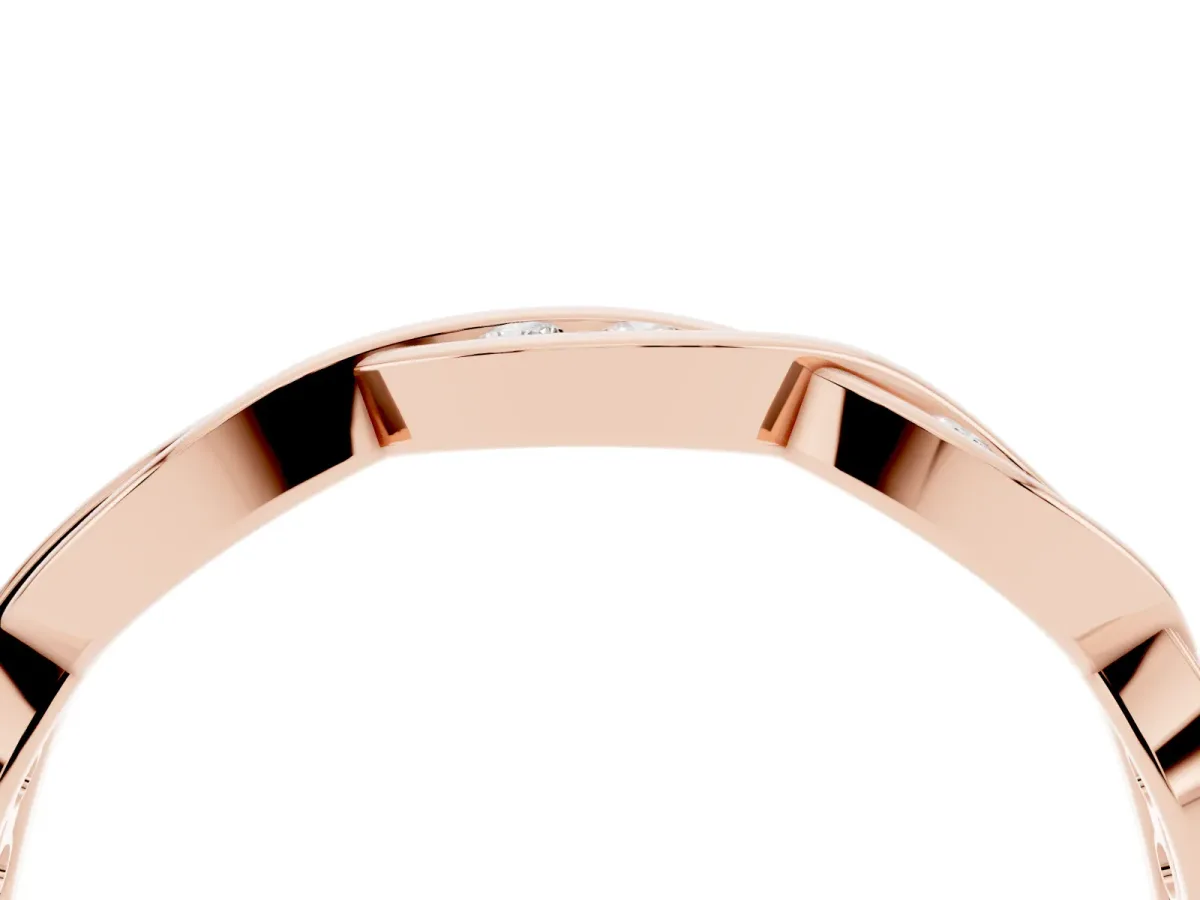 Round Diamond Twist Eternity Band with Bezel Setting Rose gold