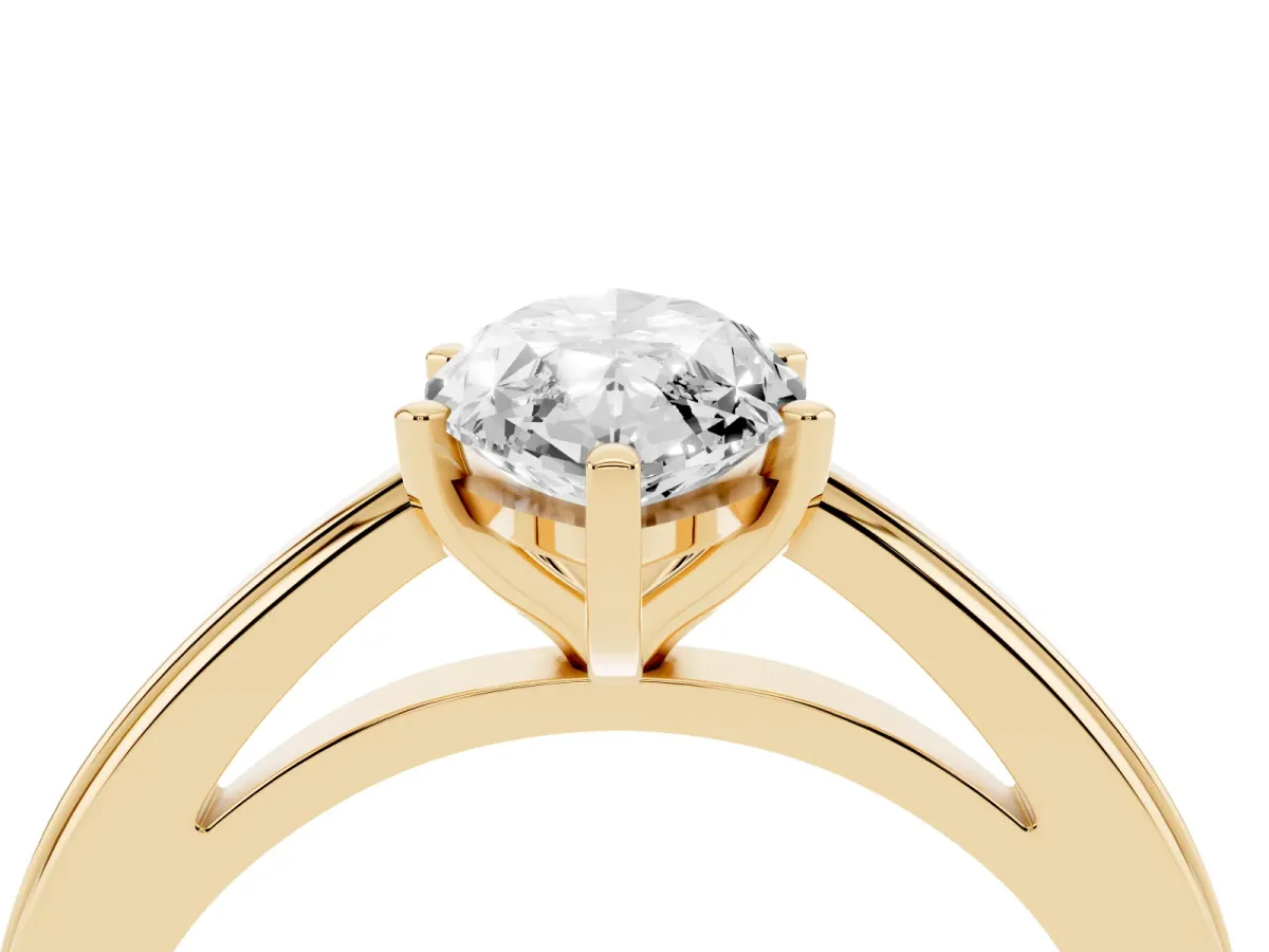 Marquise Cut Solitaire Diamond Ring with Four-Prong Setting and Classic Band Yellow gold