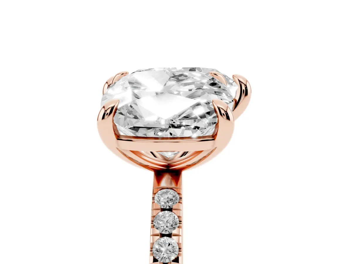 Cushion and Heart Toi Moi Ring with Prong Setting and Pave Band Rose gold