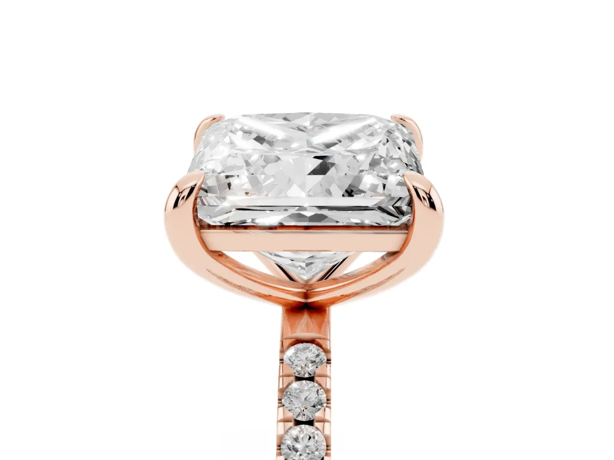 Oval and Princess Toi Moi Ring with Prong Setting and Micro Pave Band Rose gold