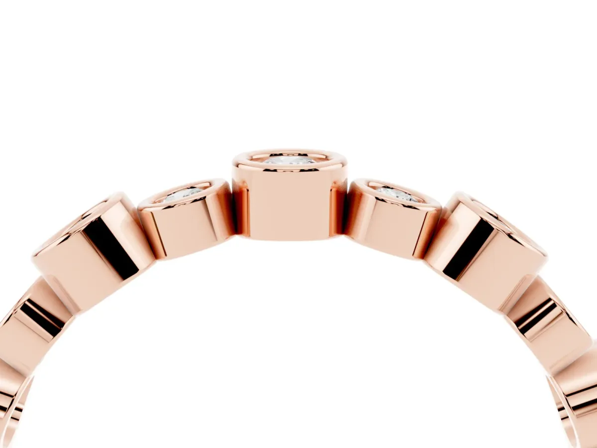 Bezel Set Round Diamond Half Eternity Band Rose gold
