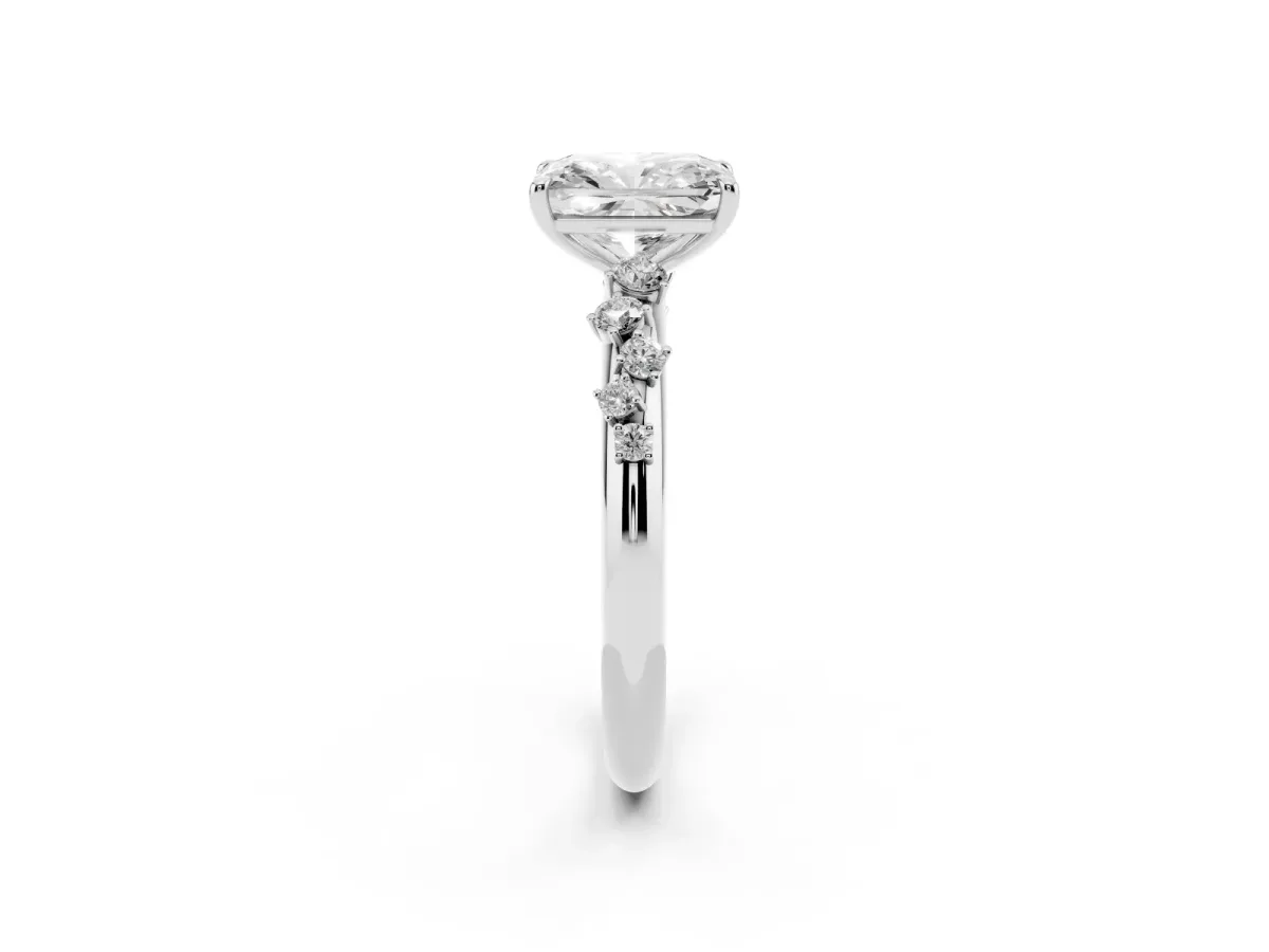 Radiant Cut Diamond Cluster Prong-Set Solitaire Ring Platinum