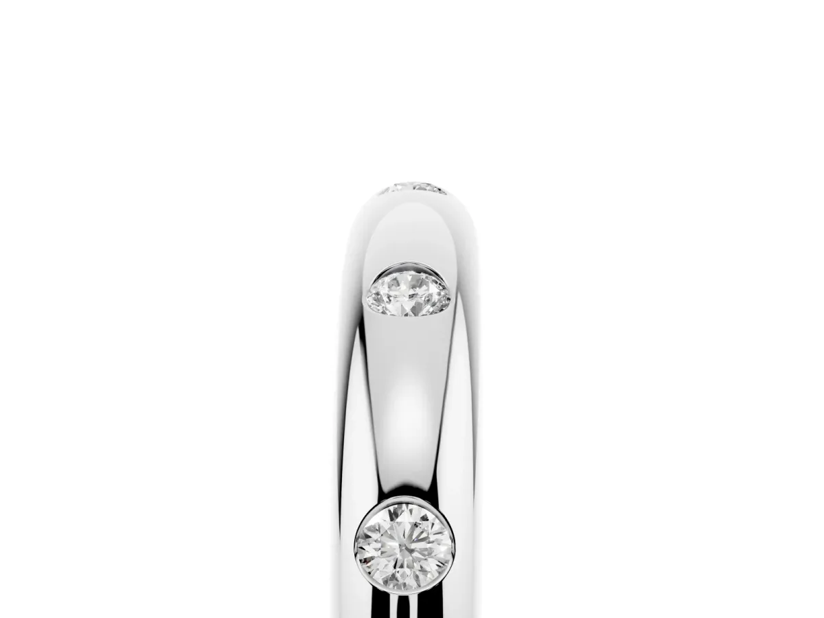 Bezel Set Round Diamond Comfort Fit Band Silver