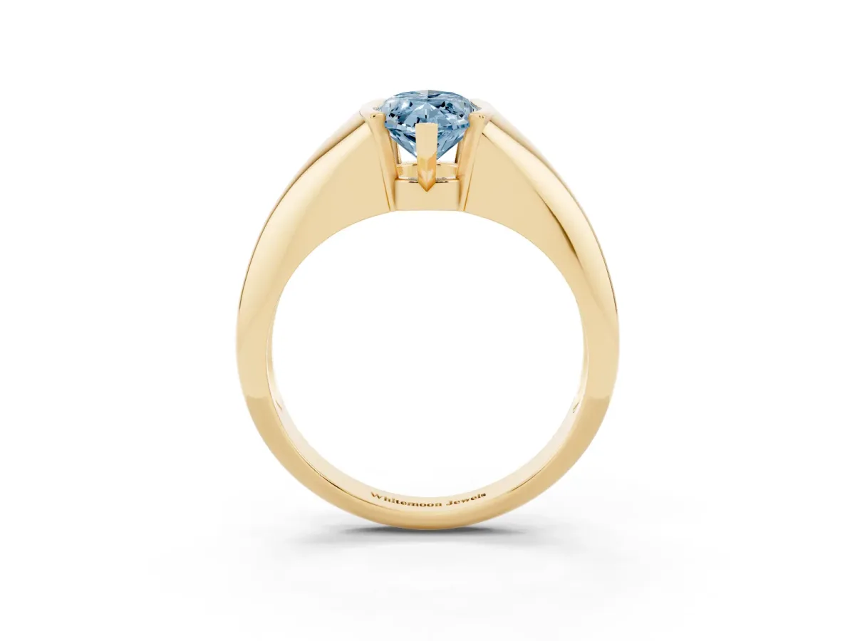 Fancy Blue Marquise Cut Solitaire Tension Set Diamond Ring Yellow gold