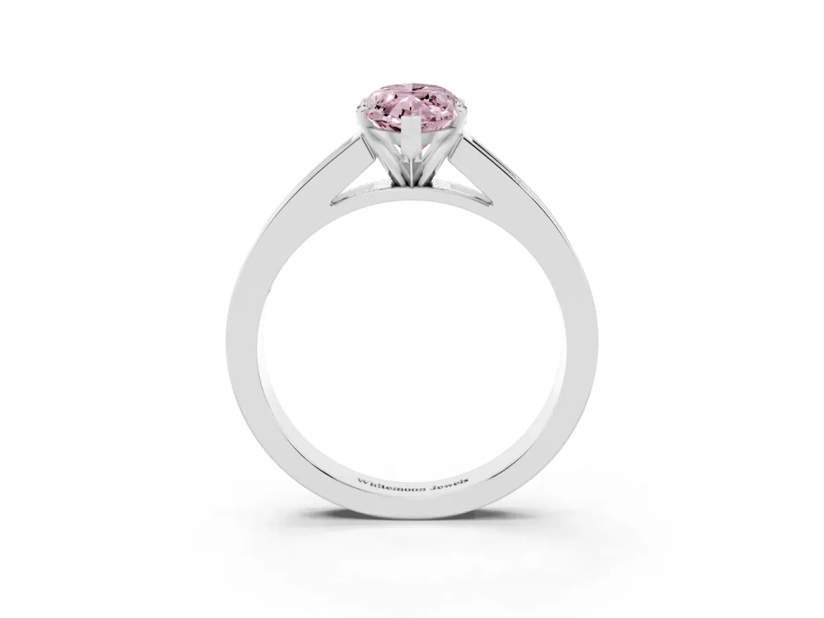 Fancy Pink Marquise Cut Solitaire Diamond Ring with Channel-Set Band and Four-Prong Setting White gold