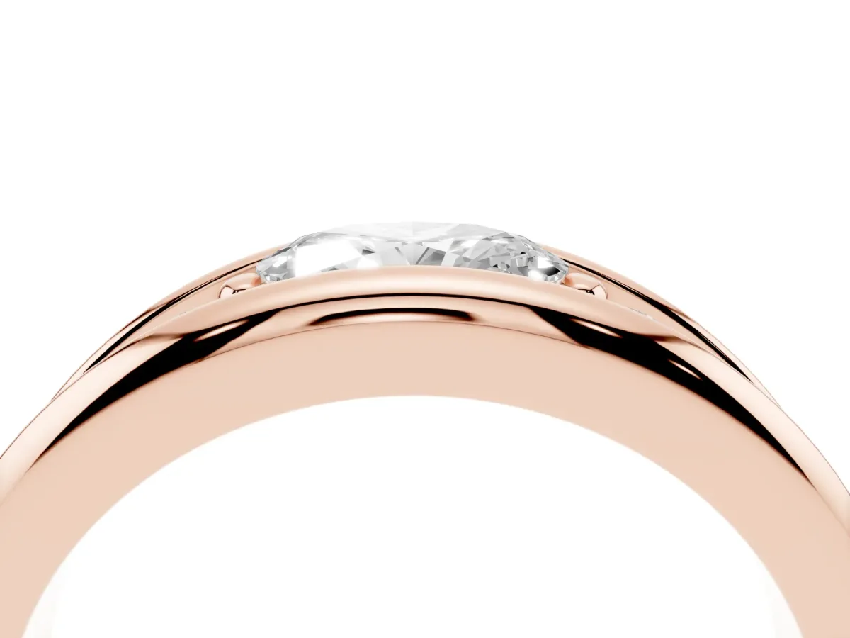Oval Diamond Mens Ring with Round Diamond Accents Rose gold