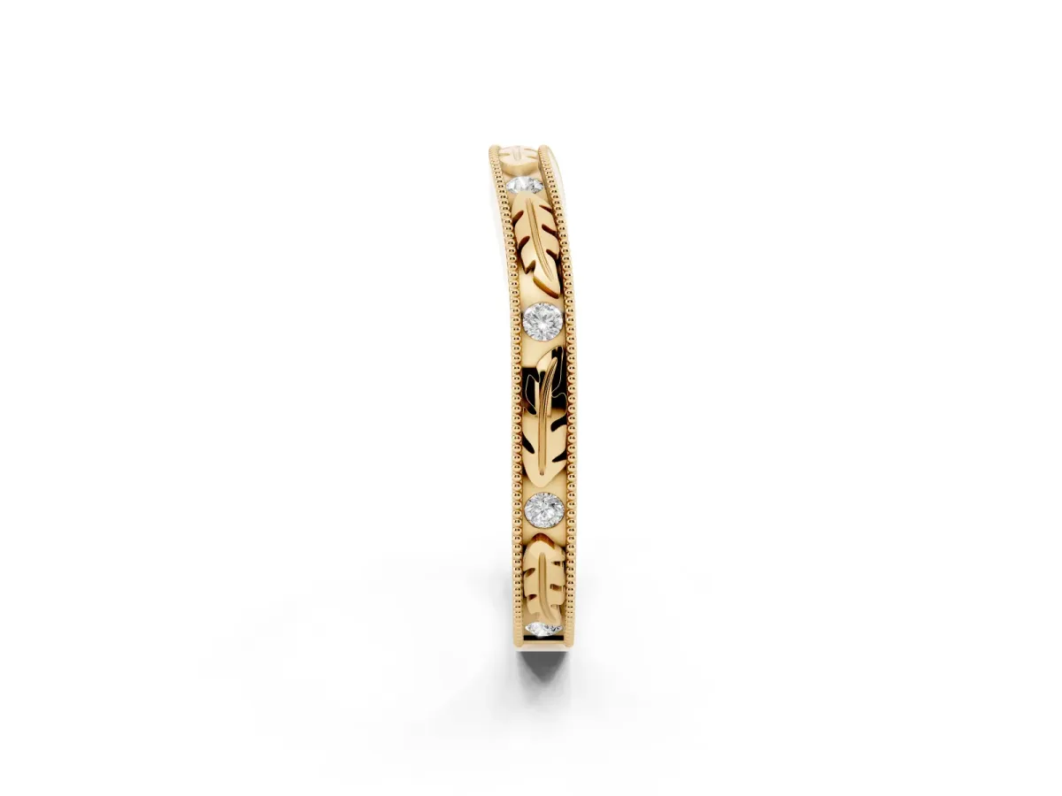 Milgrain Bezel Set Round Diamond Eternity Band Yellow gold