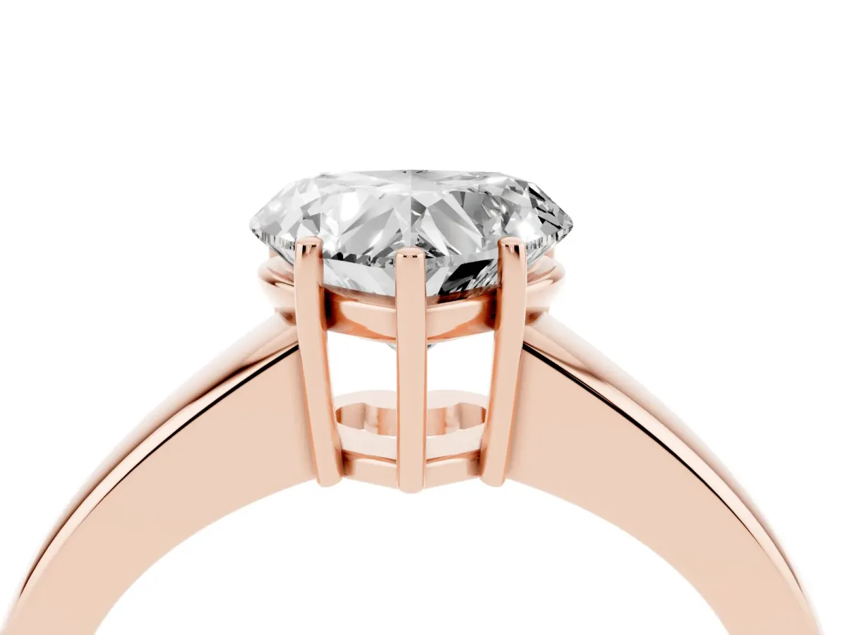 Heart Cut Solitaire Diamond Ring with Tapered Band and Four-Prong Setting Rose gold